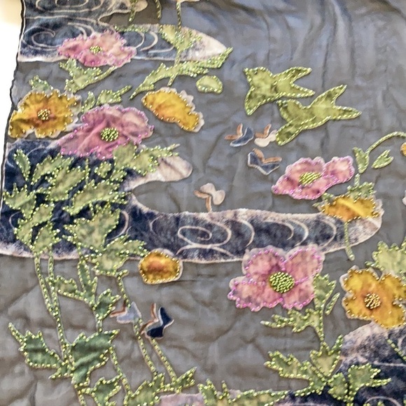 Unbranded beaded burnout velvet scarf w/ tassel - Picture 5 of 9